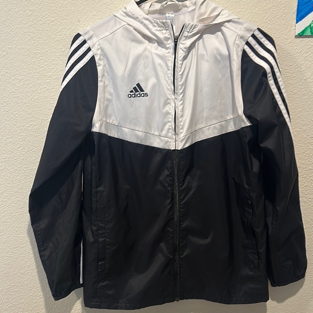 Adidas Black and White Windbreaker Jacket